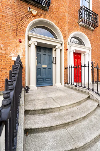 Steps up to the academy front door