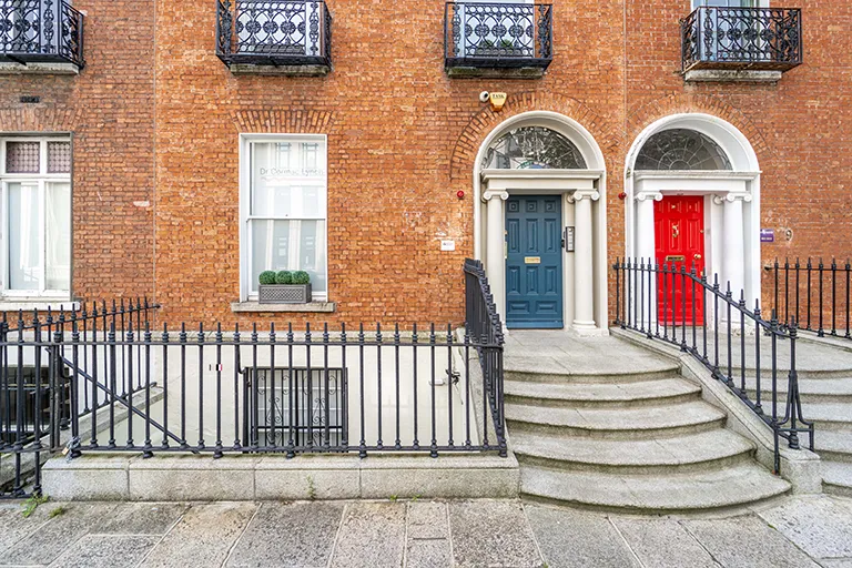 Red brick Georgian street in Dublin 2